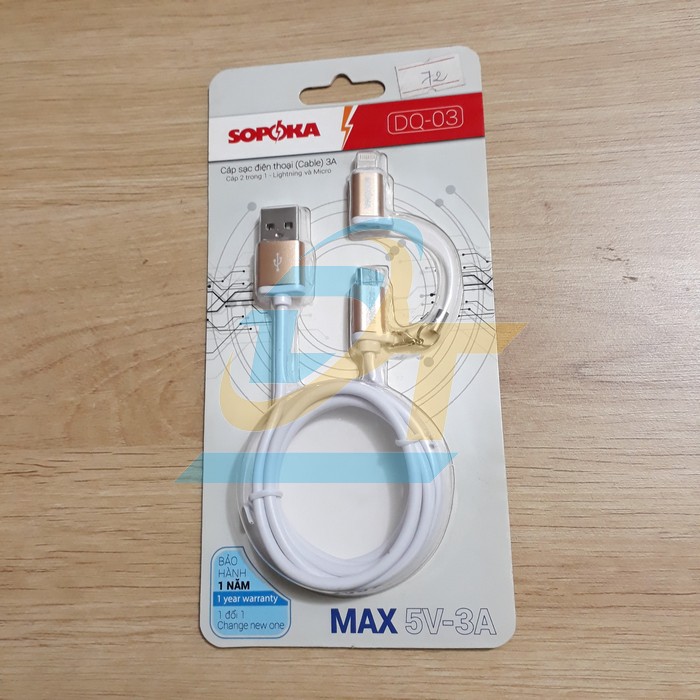 Cáp sạc đa năng 2 trong 1 dài 1m Sopoka DQ-03