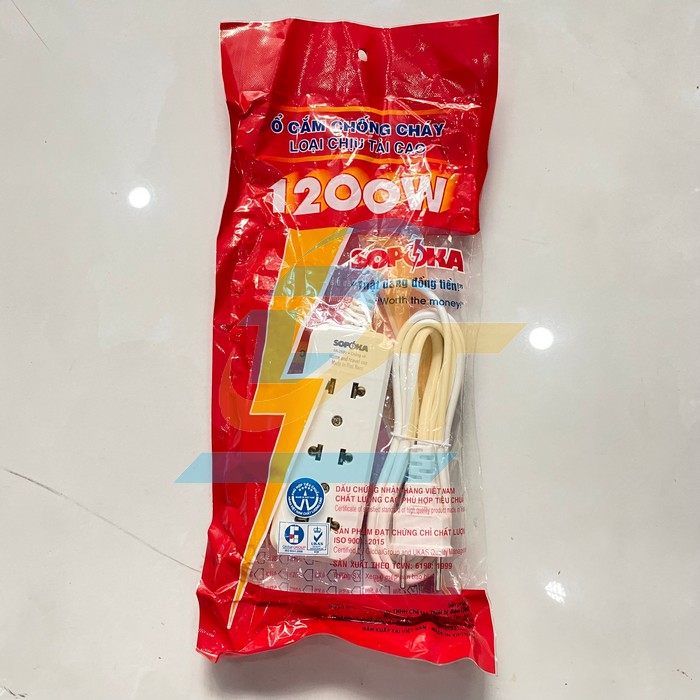 Ổ cắm chống cháy chịu tải 1200W dây 2.5m SOPOKA 3B3