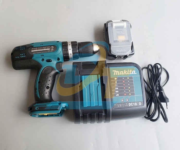 Máy khoan búa và vặn vít dùng pin 18V Makita DHP453SFX8