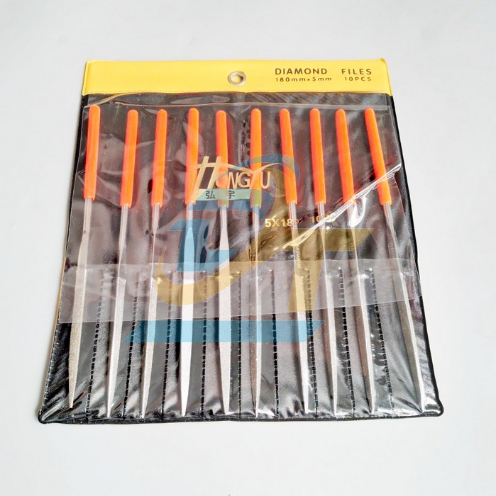 Bộ dũa kim cương tam giác 10 cây Hongyu 5x180mm