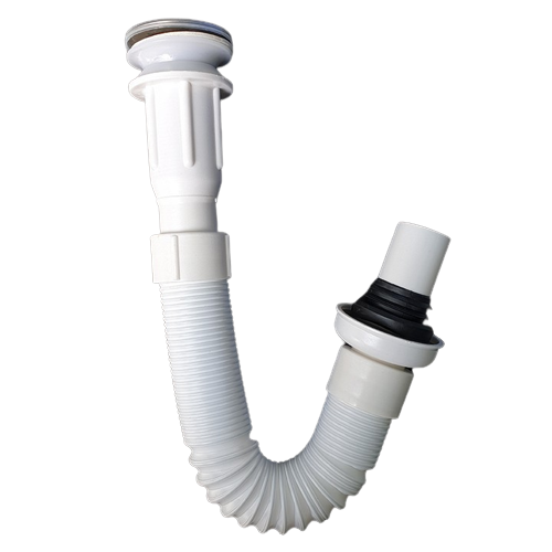 Xả nhấn lavabo ruột gà màu trắng