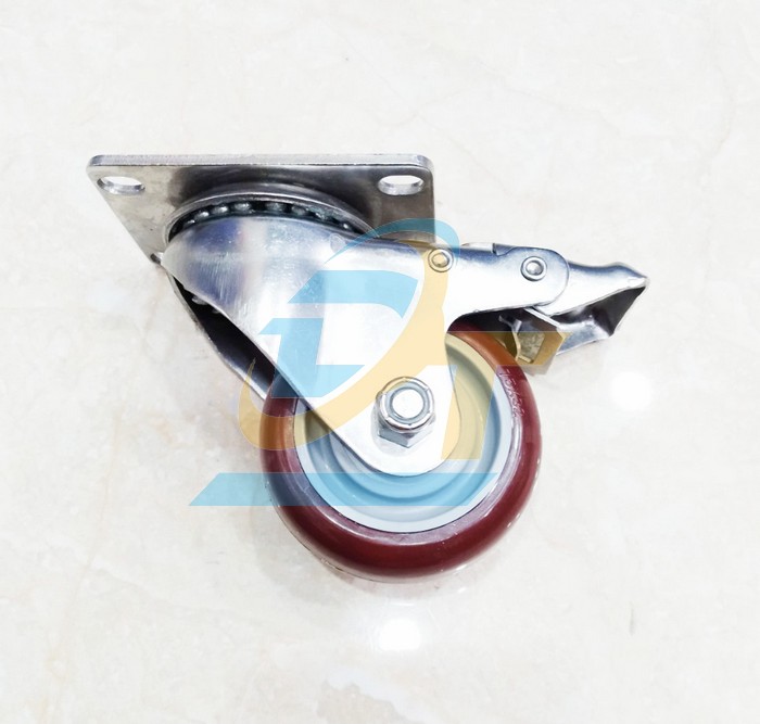 Bánh xe đẩy PU 75x32mm càng xoay Caster 2-A3-SS304-PU-SRB