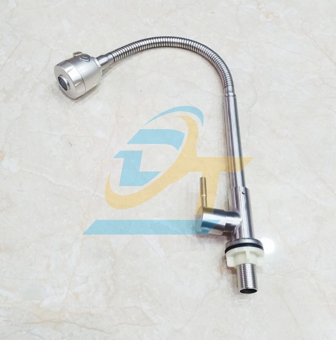 Vòi rửa chén lạnh đầu tăng áp cần mềm inox 201