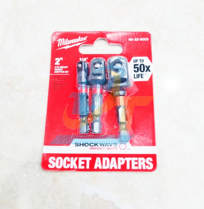 Bộ 3 đầu chuyển từ vít sang bulong đầu 1/4", 1/2", 3/8" Milwaukee 48-32-5033