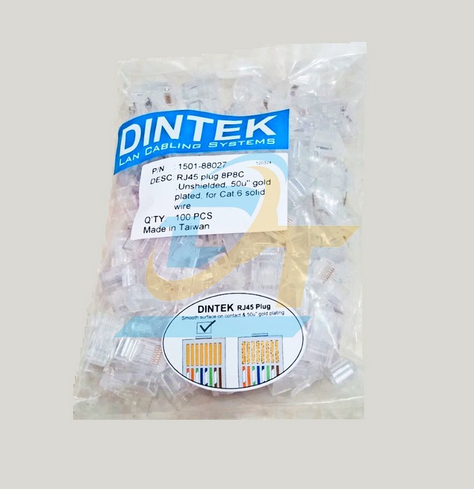 Đầu bấm mạng RJ45 UTP Cat6 Dintek 1501-88027 (Bịch 100 cái)