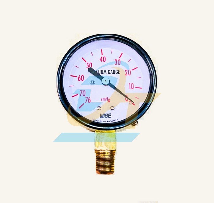 Đồng hồ đo áp suất 60mm 76cm/Hg 0kgf/cm2 Wise P110 (Chân đứng, ren 1/4" NPT)