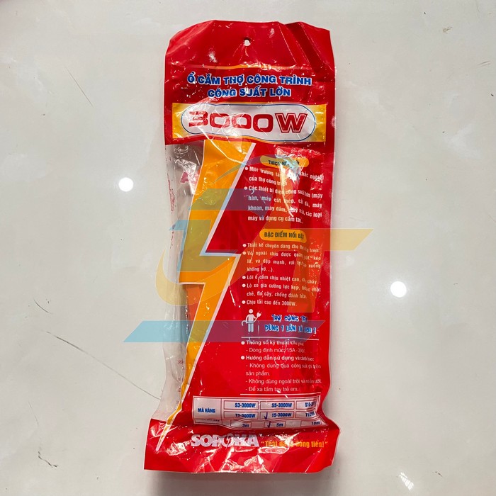 Ổ cắm chịu tải cao 3000W dây 5m Sopoka T5-3000W T5-3000W Sopoka | Giá rẻ nhất - Công Ty TNHH Thương Mại Dịch Vụ Đạt Tâm