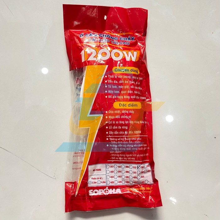 Ổ cắm chống cháy chịu tải 1200W dây 2.5m SOPOKA 3B3 3B3 Sopoka | Giá rẻ nhất - Công Ty TNHH Thương Mại Dịch Vụ Đạt Tâm