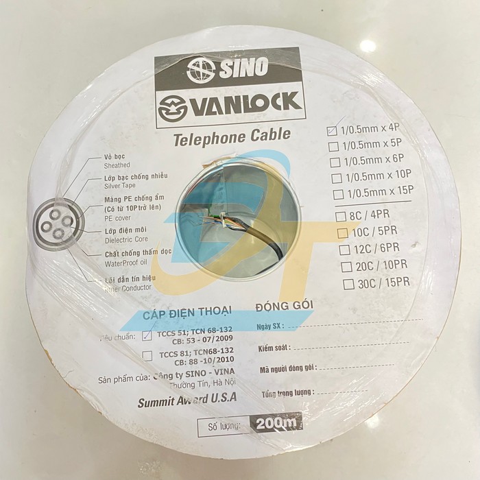 Cáp điện thoại chống ẩm TLD 1/0.5mm x 4P/DE Sino TLD 1/0.5mm x 4P/DE Sino | Giá rẻ nhất - Công Ty TNHH Thương Mại Dịch Vụ Đạt Tâm