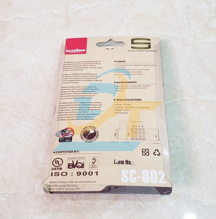 Ổ khóa số Schone SC-802 SC-802 Schone | Giá rẻ nhất - Công Ty TNHH Thương Mại Dịch Vụ Đạt Tâm