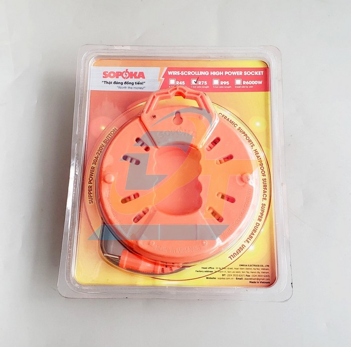 Ổ cắm quay 2500W dây 7.5m Sopoka R75 R75 Sopoka | Giá rẻ nhất - Công Ty TNHH Thương Mại Dịch Vụ Đạt Tâm
