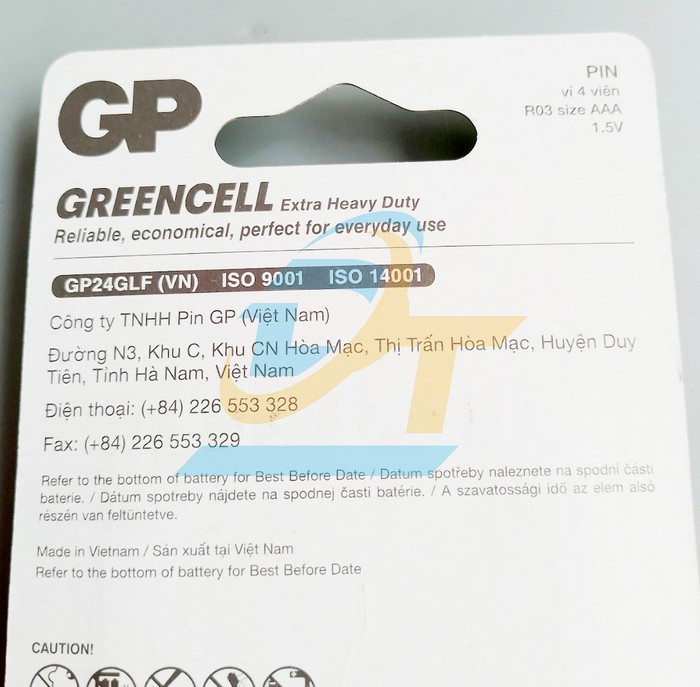 Pin AAA 1.5V GP Greencell R03 (Vỉ 4 viên)  GP | Giá rẻ nhất - Công Ty TNHH Thương Mại Dịch Vụ Đạt Tâm