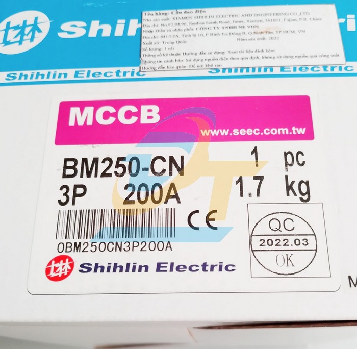 Cầu dao điện MCCB (khối) Shihlin BM250-CN 3P 200A 22kA  Shihlin | Giá rẻ nhất - Công Ty TNHH Thương Mại Dịch Vụ Đạt Tâm