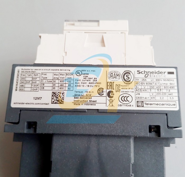 Khởi động từ 3P 12A 220V (1NO+1NC) Schneider LC1D12M7 LC1D12M7 SCHNEIDER | Giá rẻ nhất - Công Ty TNHH Thương Mại Dịch Vụ Đạt Tâm