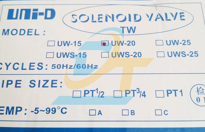 Van điện từ 220V phi 27 UNI-D UW-20  UNI-D | Giá rẻ nhất - Công Ty TNHH Thương Mại Dịch Vụ Đạt Tâm