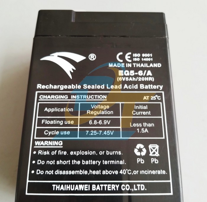Ắc quy khô 6V 5Ah/20Hr Eagle EG5-6/A  Thailand | Giá rẻ nhất - Công Ty TNHH Thương Mại Dịch Vụ Đạt Tâm