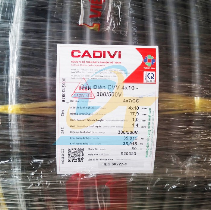 Dây cáp điện Cadivi CVV 4x10 - 300/500V  Cadivi | Giá rẻ nhất - Công Ty TNHH Thương Mại Dịch Vụ Đạt Tâm