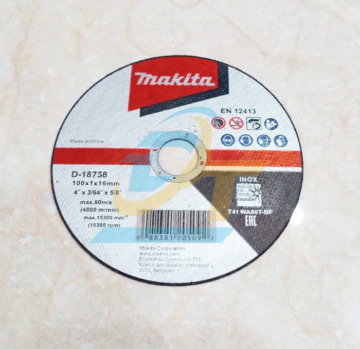 Đá cắt sắt 100x1.0x16mm Makita D-18758 D-18758 Makita | Giá rẻ nhất - Công Ty TNHH Thương Mại Dịch Vụ Đạt Tâm