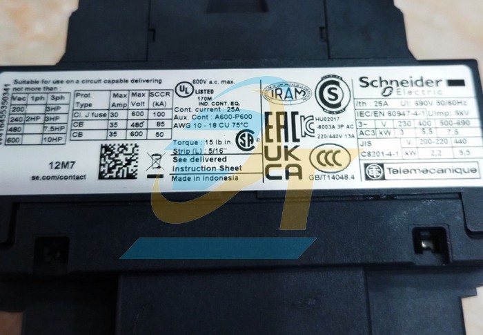 Khởi động từ 3P 12A 220V (1NO+1NC) Schneider LC1D12M7 LC1D12M7 SCHNEIDER | Giá rẻ nhất - Công Ty TNHH Thương Mại Dịch Vụ Đạt Tâm