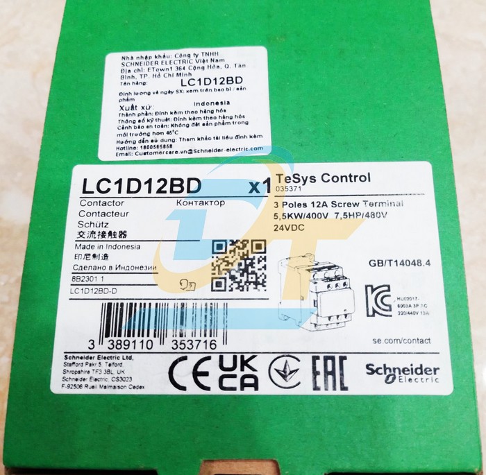 Khởi động từ 3P 12A 24V Schneider LC1D12BD  SCHNEIDER | Giá rẻ nhất - Công Ty TNHH Thương Mại Dịch Vụ Đạt Tâm