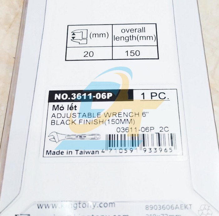 Mỏ lết đen 6"/150mm Kingtony 3611-06P 3611-06P KingTony | Giá rẻ nhất - Công Ty TNHH Thương Mại Dịch Vụ Đạt Tâm