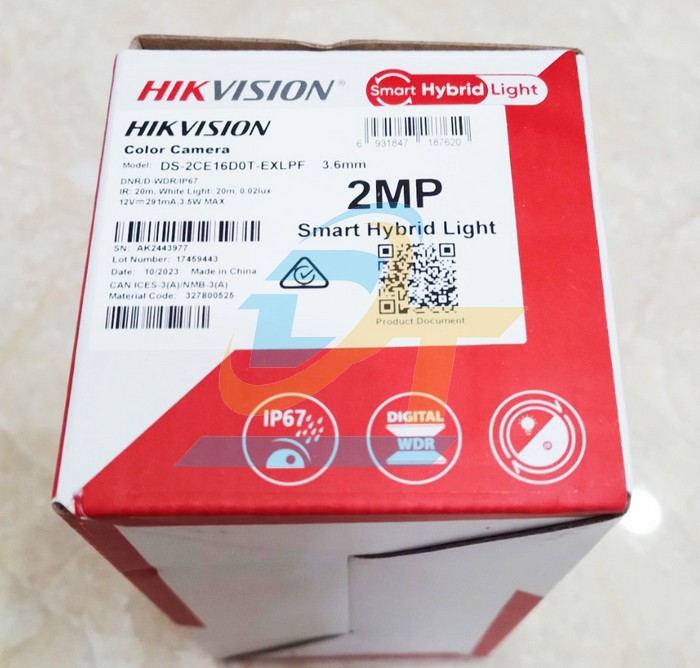 Camera ngoài trời Smart Hybrid light 2MP 1080P Hikvision DS-2CE16D0T-EXLPF  HIKVISION | Giá rẻ nhất - Công Ty TNHH Thương Mại Dịch Vụ Đạt Tâm