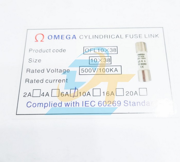 Cầu chì sứ 10x38 Omega 6A  OMEGA | Giá rẻ nhất - Công Ty TNHH Thương Mại Dịch Vụ Đạt Tâm