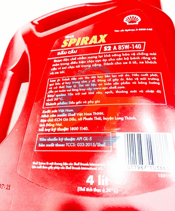Dầu cầu hộp số Shell Spirax S2 A 85W-140 4L  Shell-Spirax | Giá rẻ nhất - Công Ty TNHH Thương Mại Dịch Vụ Đạt Tâm