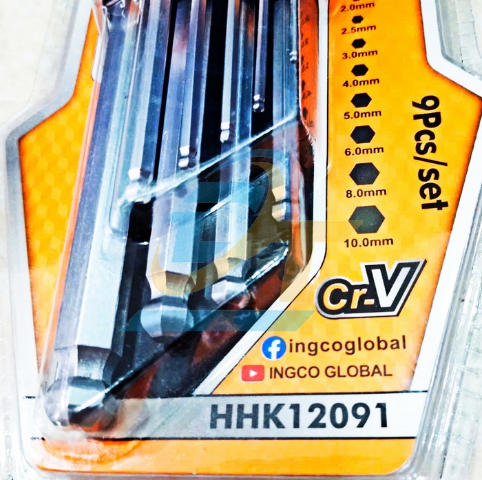 Bộ lục giác bi 9 chi tiết 1.5-10mm Ingco HHK12091  INGCO | Giá rẻ nhất - Công Ty TNHH Thương Mại Dịch Vụ Đạt Tâm