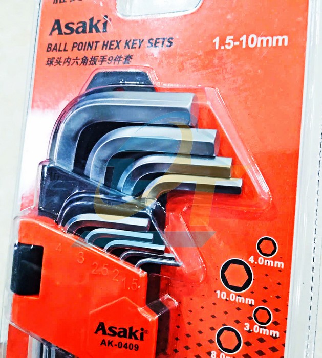 Bộ lục giác bi xi mờ 9 cây 1.5-10mm Asaki AK-0409 AK-0409 Asaki | Giá rẻ nhất - Công Ty TNHH Thương Mại Dịch Vụ Đạt Tâm