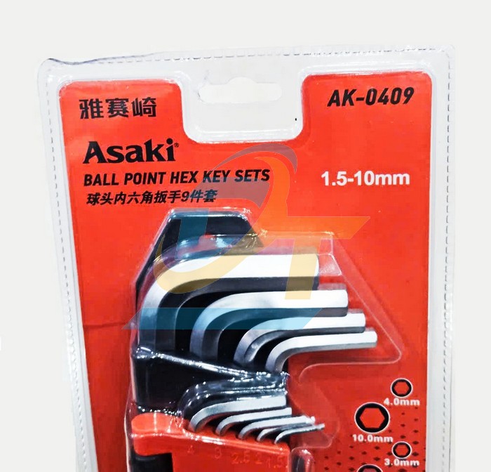 Bộ lục giác bi xi mờ 9 cây 1.5-10mm Asaki AK-0409 AK-0409 Asaki | Giá rẻ nhất - Công Ty TNHH Thương Mại Dịch Vụ Đạt Tâm