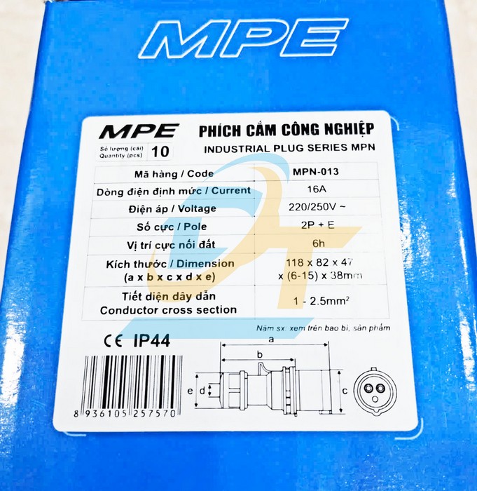 Phích cắm di động có kẹp giữ dây 3P 16A MPE MPN-013 MPN-013 MPE | Giá rẻ nhất - Công Ty TNHH Thương Mại Dịch Vụ Đạt Tâm
