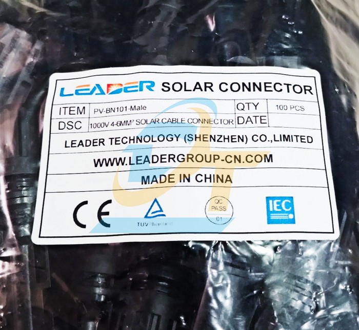 Jack đực nối pin mặt trời MC4 1000V 4-6mm Leader PV-BN101-Male  LEADER | Giá rẻ nhất - Công Ty TNHH Thương Mại Dịch Vụ Đạt Tâm
