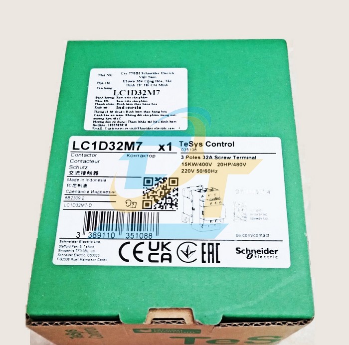 Khởi động từ 3P 32A 220V Schneider LC1D32M7  SCHNEIDER | Giá rẻ nhất - Công Ty TNHH Thương Mại Dịch Vụ Đạt Tâm
