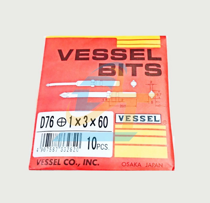 Mũi vặn vít 4 cạnh chuôi cánh bướm PH1 Vessel D76 +1x3x60  Vessel | Giá rẻ nhất - Công Ty TNHH Thương Mại Dịch Vụ Đạt Tâm