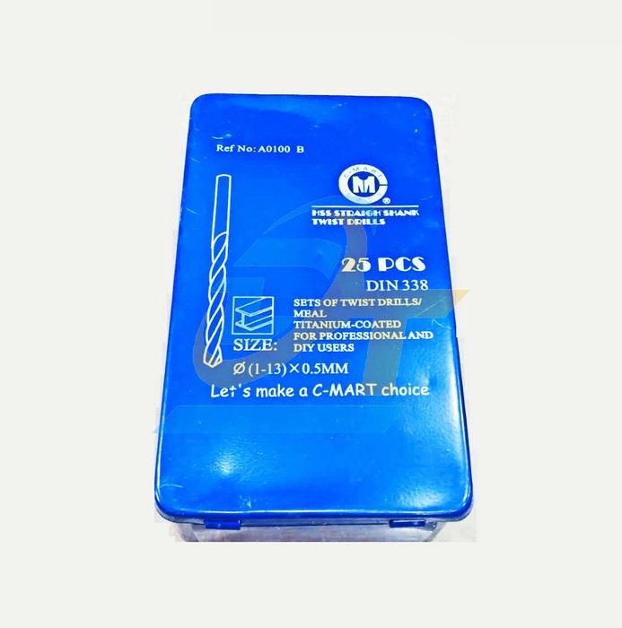Bộ 25 mũi khoan sắt HSS phủ titanium 1-13mm C-Mart A0100B  C-MART | Giá rẻ nhất - Công Ty TNHH Thương Mại Dịch Vụ Đạt Tâm