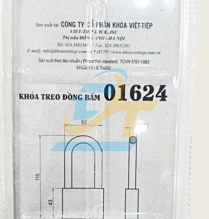 Khóa treo đồng bấm càng dài 6F Việt Tiệp VT01624  VietTiep | Giá rẻ nhất - Công Ty TNHH Thương Mại Dịch Vụ Đạt Tâm