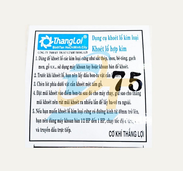 Mũi khoét lỗ hợp kim Thắng Lợi 75mm  ThangLoi | Giá rẻ nhất - Công Ty TNHH Thương Mại Dịch Vụ Đạt Tâm