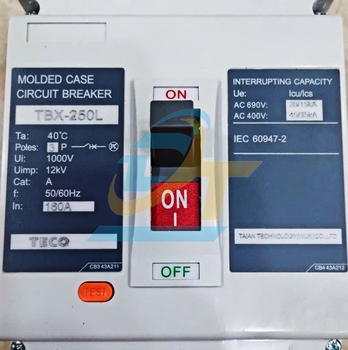 Cầu dao tự động (MCCB) Teco TBX-250L 3P 160A 45kA  Teco | Giá rẻ nhất - Công Ty TNHH Thương Mại Dịch Vụ Đạt Tâm