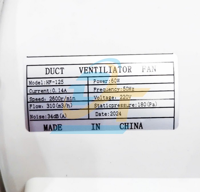 Quạt thông gió nối ống 60W 0.14A 220V HF-125  China | Giá rẻ nhất - Công Ty TNHH Thương Mại Dịch Vụ Đạt Tâm