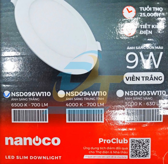 B&oacute;ng LED &acirc;m trần 9W viền trắng NSD096W110 6500K  Nanoco | Gi&aacute; rẻ nhất - C&ocirc;ng Ty TNHH Thương Mại Dịch Vụ Đạt T&acirc;m